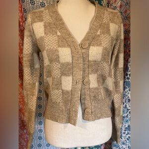 Sincerely Jules Beige Checkered Cardigan